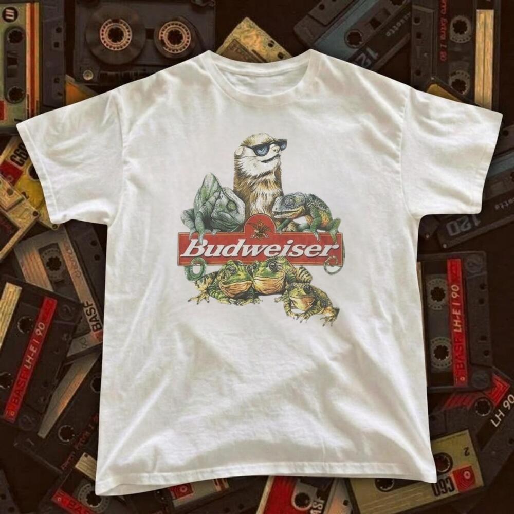 White Budweiser Funny T Shirt